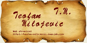 Teofan Milojević vizit kartica